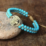 Pulsera Árbol de la Vida Artesanal Turquesa Piedra
