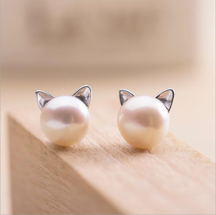 Pendientes Gatitos con Perlitas Cultivadas y Plata