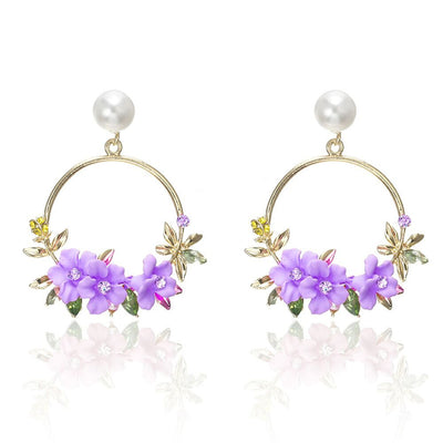 Pendientes de Flores y Perlas en Oro