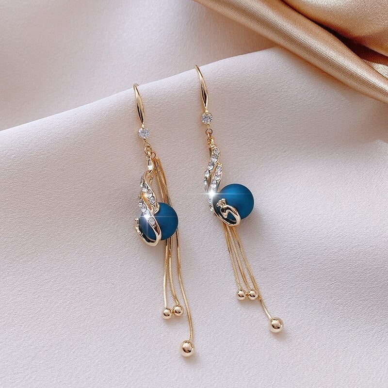 Pendientes Festivos con Perlas Azules