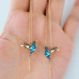 Hummingbird Enamel y Circonitas Pendientes