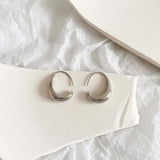 Oval Aro Dorado y Plateado Pendientes