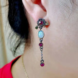 Boho Pendientes con Ópalo y Red Circonitas