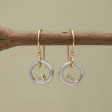 Vintage Dorado y Plateado Pendientes con Circonitas