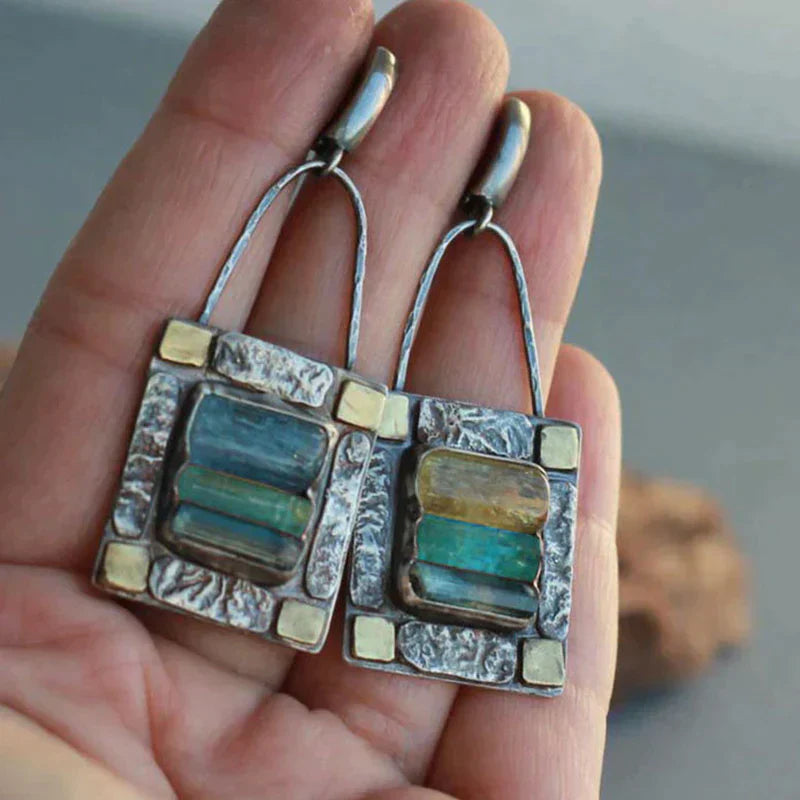 Pendientes Cristal Verde Azul