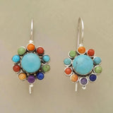 Iris Vintage Turquesa Aro Pendientes