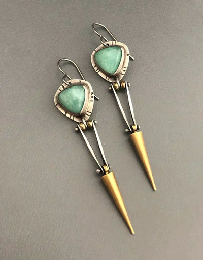 Pendientes Boho Étnicos de Resina Verde