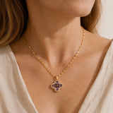 Majestic Clover Amatista Colgante Collar
