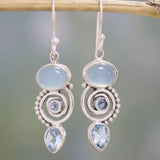 Vintage Piedra Luna Pendientes con Cristal