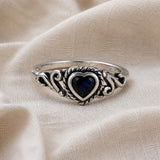 Ónix Corazón Circonitas Anillo