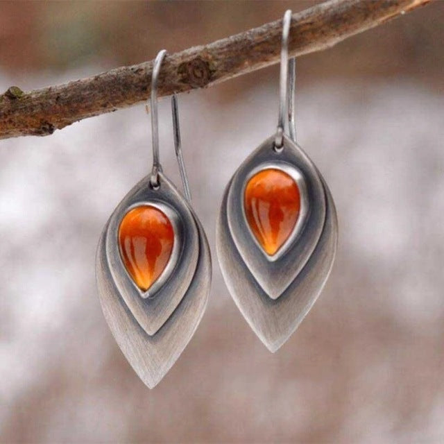 Pendientes de Piedra Naranja Vintage