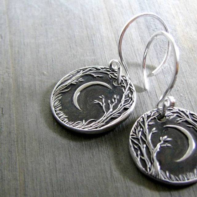 Pendientes Vintage Noche Lunar en Plata