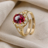 Rubí Halo Knot Statement Anillo