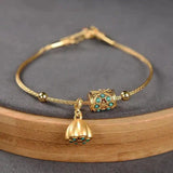 Vintage Dorado Turquesa Lotus Pulsera