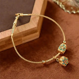 Vintage Dorado Turquesa Lotus Pulsera