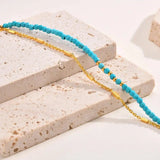 Atemporal Dorado Double Cadena Turquesa Pulsera