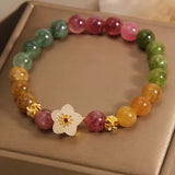Radiante Jade de Cuentas Floral Pulsera