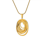 Hollow Geometric Oval Collar in Dorado y Plateado