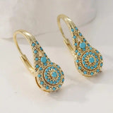 Elegante Mandala Turquesa Pendientes