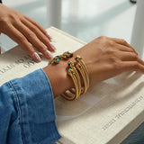 Vintage Dorado Ajustable Piedra Pulsera