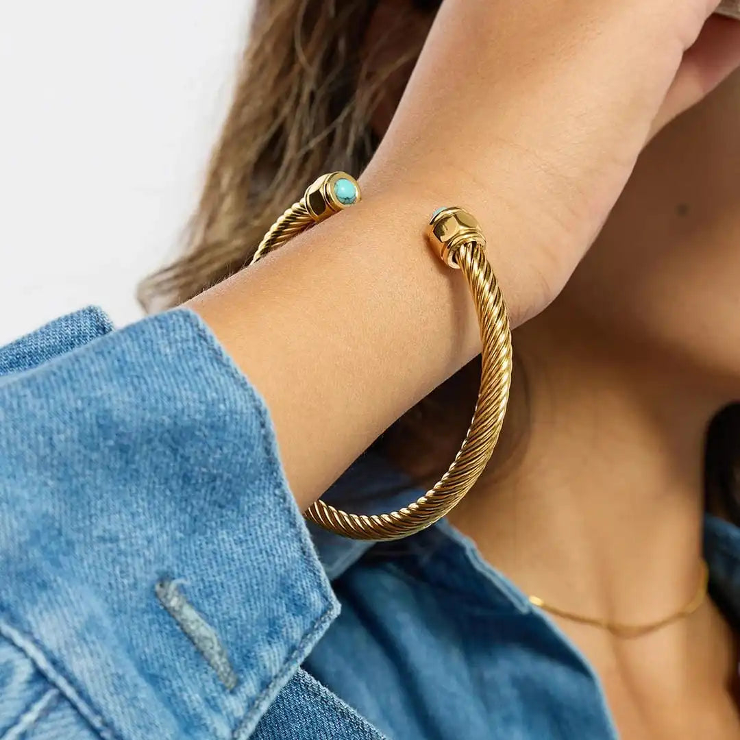 Vintage Dorado Ajustable Piedra Pulsera