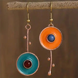 Vintage Bronze Color Piedra Pendientes