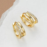 Atemporal Dorado Zircon Aro Pendientes