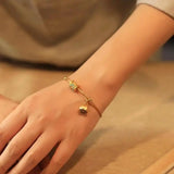 Vintage Dorado Turquesa Lotus Pulsera