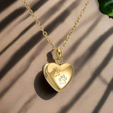 Pet Memorial Urn Collar Corazón-Shaped Colgante con Paw Engraving