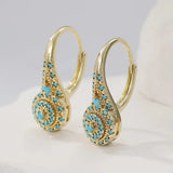Elegante Mandala Turquesa Pendientes