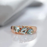 Vintage Dorado Rosa Blue Zircon Anillo