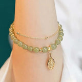 Elegante Dorado Green Jade Pulsera