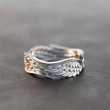 Plateado Angel Wings Ajustable Anillo