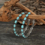 Vintage Bohemio Turquesa Circle Pendientes