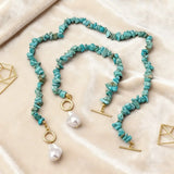 Turquesa Chip & Baroque Perla Toggle Collar