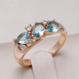 Vintage Dorado Rosa Blue Zircon Anillo