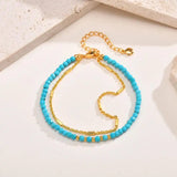 Atemporal Dorado Double Cadena Turquesa Pulsera
