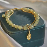 Elegante Dorado Green Jade Pulsera