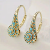Elegante Mandala Turquesa Pendientes