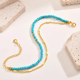 Atemporal Dorado Double Cadena Turquesa Pulsera