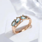 Vintage Dorado Rosa Blue Zircon Anillo