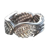 Plateado Angel Wings Ajustable Anillo