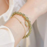 Elegante Dorado Green Jade Pulsera
