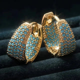 Adorned Turquesa Golden Floral Aro Pendientes