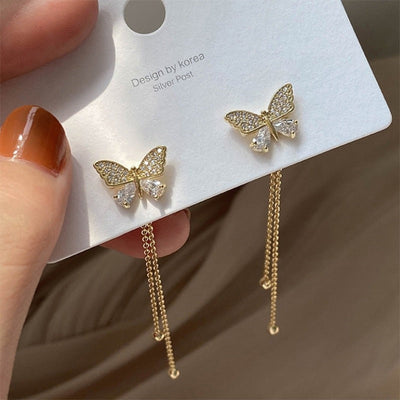 Pendientes de Mariposa en Circonita y Oro