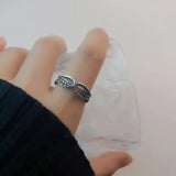 Plateado Angel Wings Ajustable Anillo