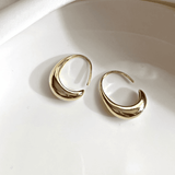 Oval Aro Dorado y Plateado Pendientes