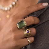 French Retro Square Cristal Anillo