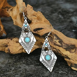 Vintage Bohemio Turquesa Rhombus Pendientes