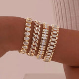 Dorado Chunky Circonitas Ajustable Set de Pulseras
